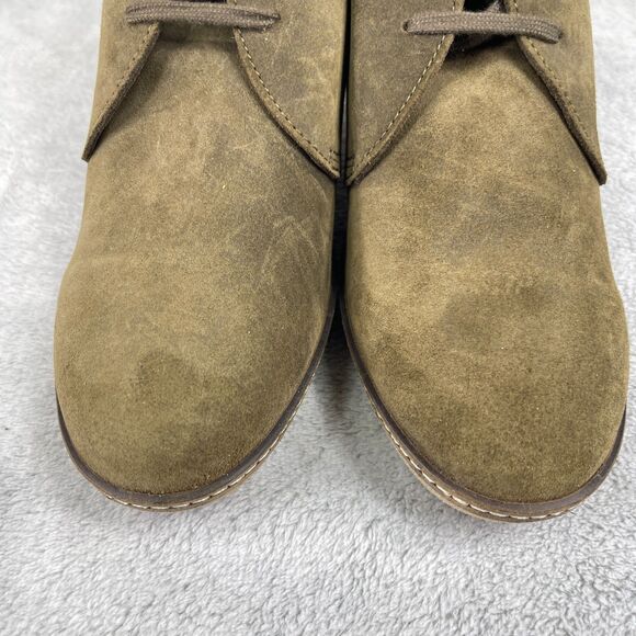 J.Crew MacAlister Womens Bootie Sz 12 Olive Green Suede Leather Wedge Ankle Boot - Picture 6 of 11